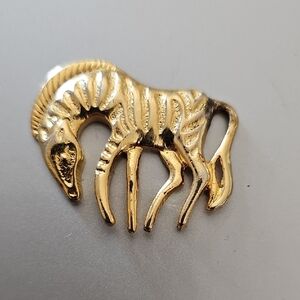 Elegant Gold Zebra Brooch
